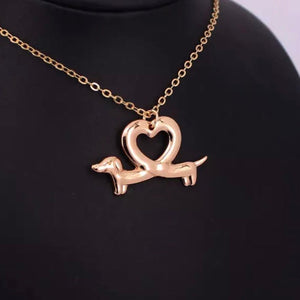 Dachshund Heart Necklace (Gold)